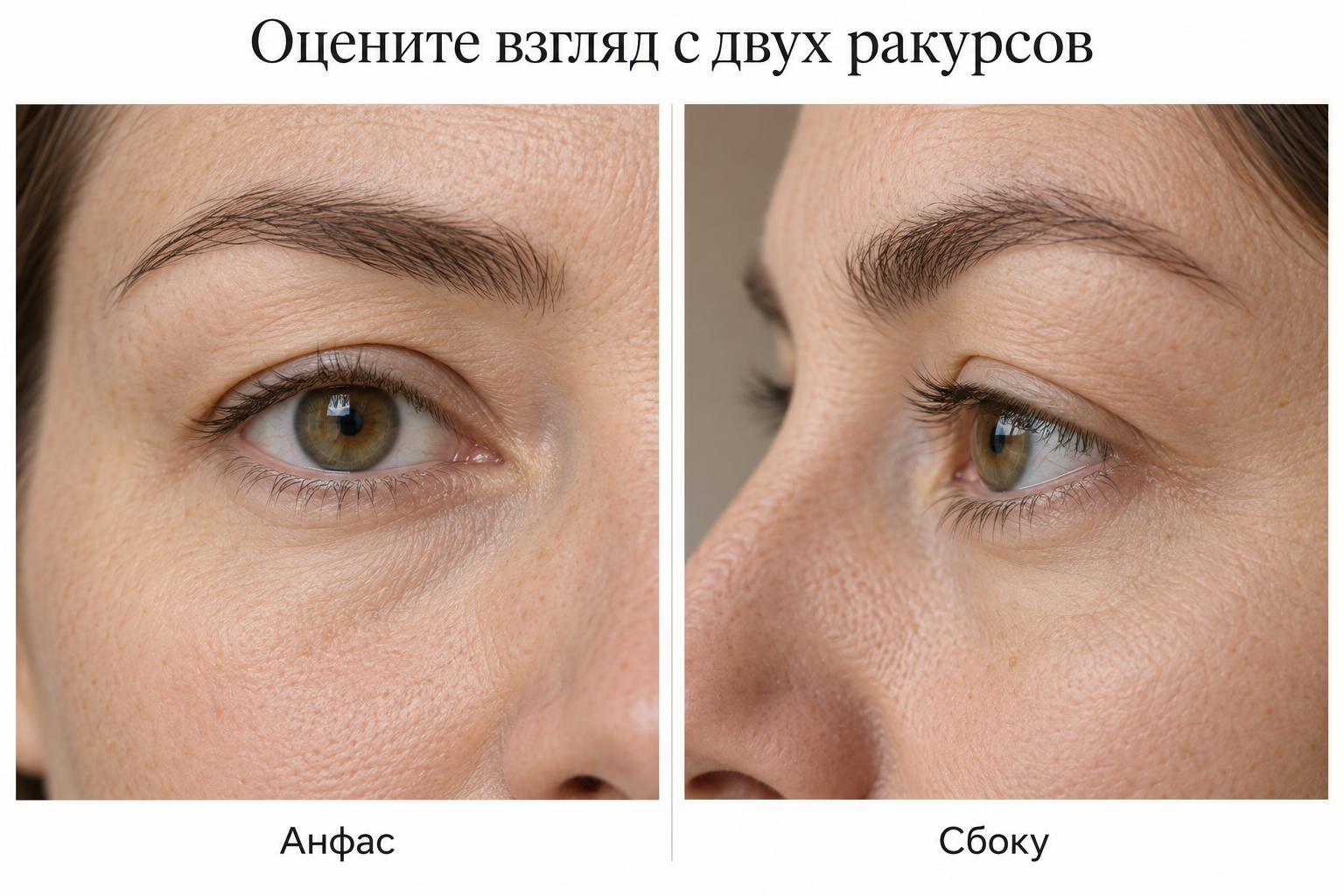 Нависшая складка века и направление натуральных ресниц: два ракурса